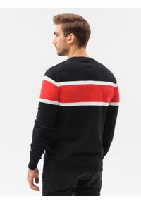 Ombre Clothing - Sweter męski E190 - czarny - XXL. Kolor: czarny. Materiał: jeans, bawełna. Styl: klasyczny #4