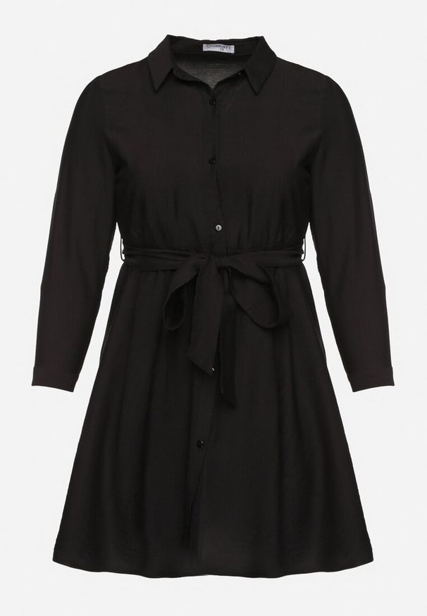 Born2be - Czarna Wiskozowa Sukienka Koszulowa z Materiałowym Paskiem Edirilea. Okazja: na co dzień. Kolor: czarny. Materiał: materiał, wiskoza. Typ sukienki: koszulowe. Styl: klasyczny, casual, elegancki