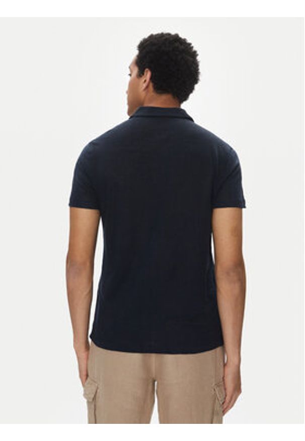 Aeronautica Militare Polo 251PO1855J679 Granatowy Regular Fit. Typ kołnierza: polo. Kolor: niebieski. Materiał: len