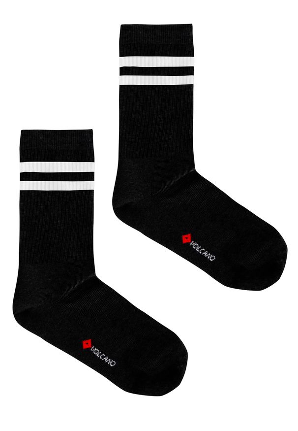 Volcano - Sportowe skarpety z paskami A-HUGO, dwupak. Materiał: poliester, elastan, prążkowany, bawełna, materiał, włókno. Wzór: paski, nadruk