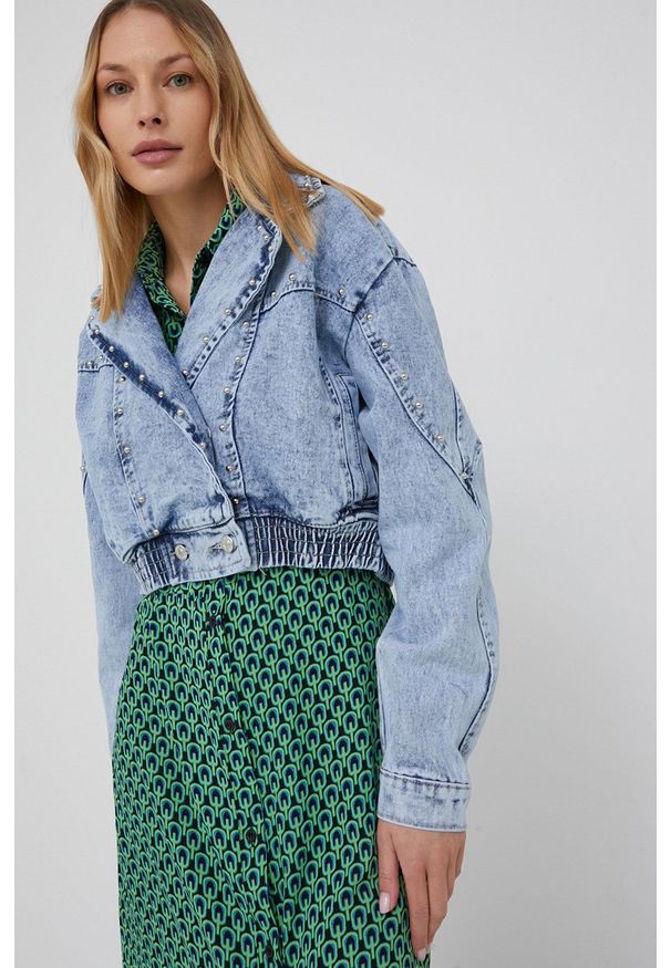 Answear Lab kurtka jeansowa damska przejściowa oversize. Kolor: niebieski. Materiał: jeans. Styl: wakacyjny