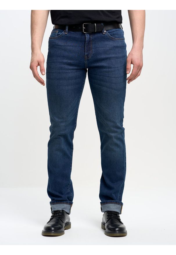 Big-Star - Spodnie jeans męskie dopasowane Rodrigo 450. Okazja: na co dzień. Kolor: niebieski. Styl: casual, sportowy