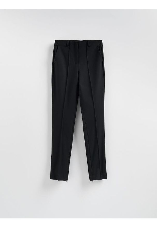 Reserved - Spodnie z suwakami - czarny. Kolor: czarny. Materiał: wiskoza, dzianina