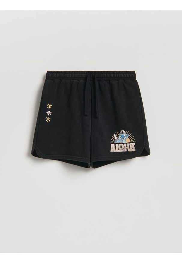 Reserved - Szorty Lilo i Stitch - czarny. Kolor: czarny. Materiał: bawełna