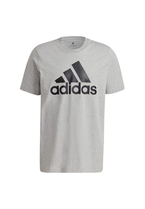 Adidas - Koszulka adidas Essentials Big Logo Tee GK9123 - szara. Kolor: szary. Materiał: bawełna. Długość rękawa: krótki rękaw. Długość: krótkie. Wzór: aplikacja