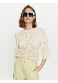 Vero Moda Sweter Bernadette 10283016 Beżowy Relaxed Fit. Kolor: beżowy. Materiał: syntetyk, bawełna
