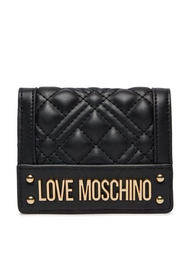 Love Moschino - LOVE MOSCHINO Mały Portfel Damski JC5601PP1ILA0000 Czarny. Kolor: czarny. Materiał: skóra