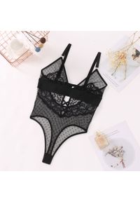 Intica - Koronkowe body z siateczką na specjalne okazje Elira. Kolor: czarny. Materiał: koronka. Wzór: koronka #1