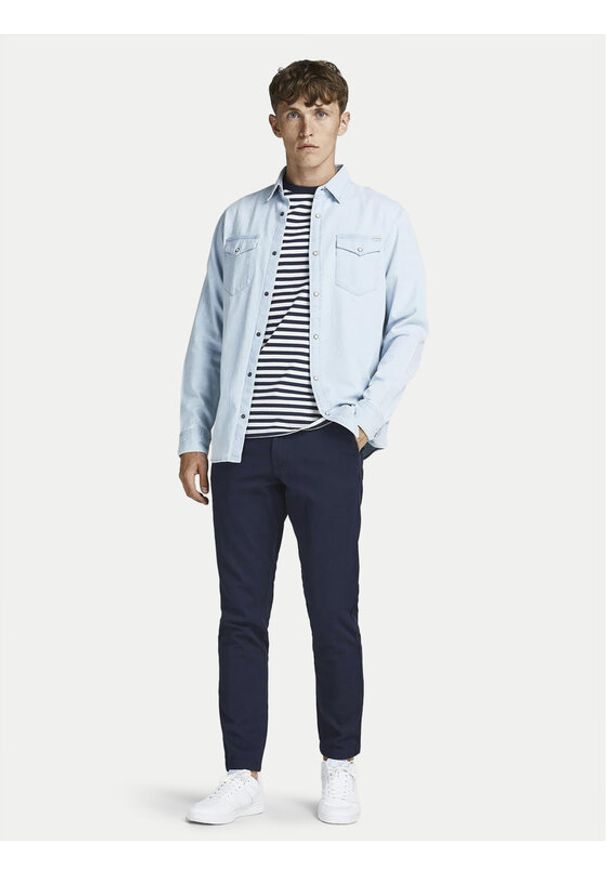Jack & Jones Chinosy Marco 12174309 Granatowy Slim Fit. Kolor: niebieski. Materiał: bawełna