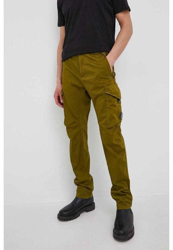 C.P. Company spodnie męskie kolor zielony proste. Okazja: na co dzień. Kolor: zielony. Materiał: tkanina. Styl: casual