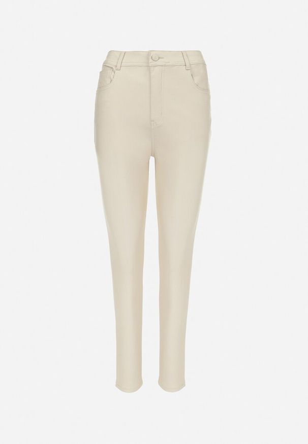Born2be - Jasnobeżowe Spodnie Skinny Push Up Zami. Kolekcja: plus size. Kolor: beżowy