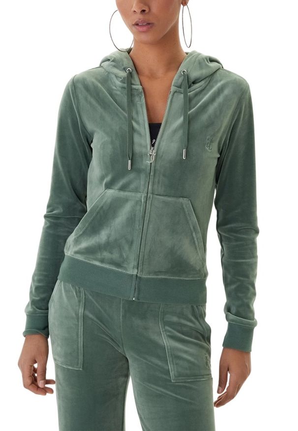 Juicy Couture - JUICY COUTURE Zielona bluza damska Gold Robertson Hoodie, Rozmiar XS. Kolor: zielony