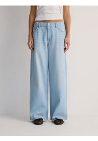 Reserved - Jeansy wide leg baggy - niebieski. Kolor: niebieski #1