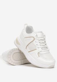 Born2be - Białe Sneakersy na Płaskiej Podeszwie z Ozdobnymi Przeszyciami Ysabella. Kolor: biały. Obcas: na płaskiej podeszwie #2