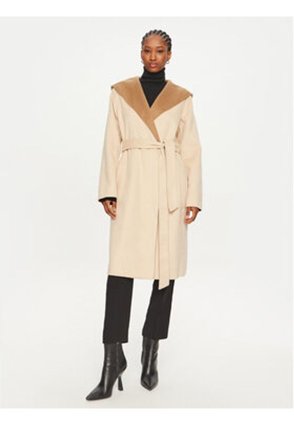 MICHAEL Michael Kors Płaszcz wełniany 77B6510M22 Beżowy Regular Fit. Kolor: beżowy. Materiał: syntetyk