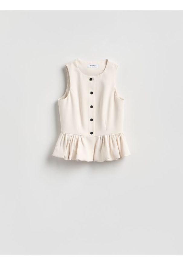 Reserved - Kamizelka z baskinką - złamana biel. Materiał: tkanina