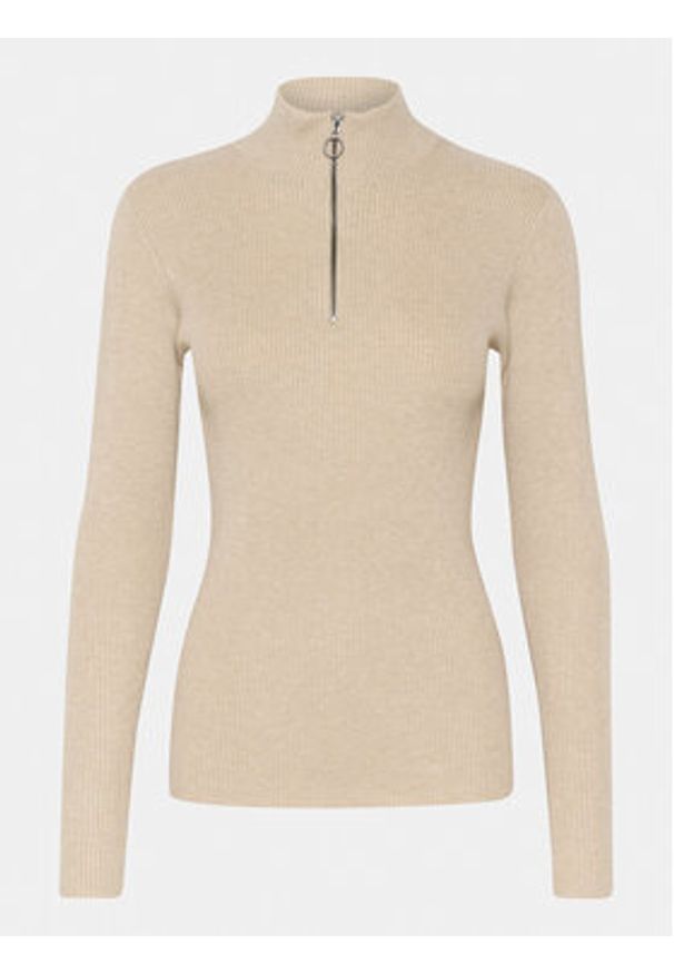 Kaffe Sweter Ellie 10508348 Beżowy Slim Fit. Kolor: beżowy. Materiał: wiskoza