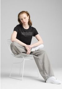 Puma - Damska koszulka PUMA SPORT z grafiką PUMA Black. Kolor: czarny. Materiał: guma. Wzór: nadruk