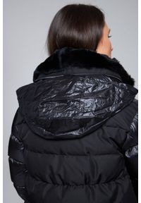 DIEGO M Czarna damska kurtka puchowa z futrem królika, Rozmiar 34 EU - 38 IT. Kolor: czarny. Materiał: futro, puch #5
