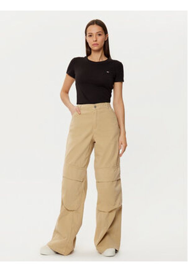 Tommy Jeans T-Shirt DW0DW20459 Czarny Slim Fit. Kolor: czarny. Materiał: bawełna