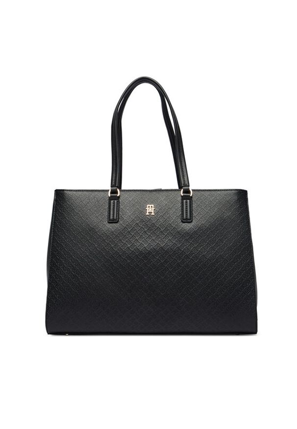 TOMMY HILFIGER - Tommy Hilfiger Torebka Th Daily Tote Mono AW0AW18417 Czarny. Kolor: czarny. Materiał: skórzane
