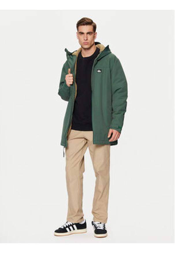 Quiksilver Parka Overcast 3K EQYJK04087 Zielony Regular Fit. Kolor: zielony. Materiał: bawełna