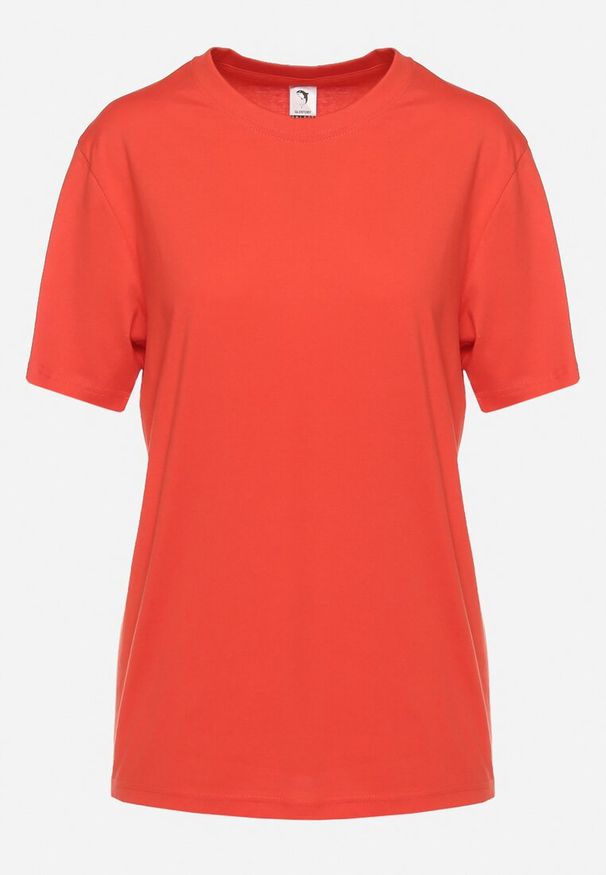 Born2be - Czerwony Bawełniany T-shirt o Luźnym Kroju z Krótkim Rękawem Adalria. Okazja: na co dzień. Kolor: czerwony. Materiał: bawełna. Długość rękawa: krótki rękaw. Długość: krótkie. Styl: klasyczny, elegancki, casual