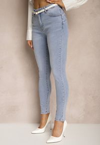 Renee - Niebieskie Jeansy Skinny High Waist z Efektem Push-Up Ulivena. Okazja: na co dzień. Stan: podwyższony. Kolor: niebieski. Styl: sportowy, casual, elegancki #5