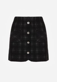 Born2be - Czarna Spódnica z Wiskozą Zdobiona Guzikami i Metaliczną Nicią Sewsela. Okazja: na co dzień. Kolor: czarny. Materiał: wiskoza. Wzór: aplikacja. Styl: klasyczny, casual, elegancki #2