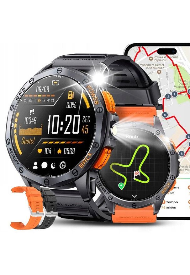 SMARTWATCH męski Rubicon RNCF47 orange z GPS. Rodzaj zegarka: smartwatch