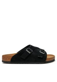 Birkenstock Klapki Zürich 1025045 Czarny. Kolor: czarny. Materiał: skóra