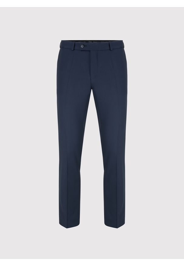 Pako Lorente - PAKO LORENTE - Granatowy wełniany garnitur męski. Kolor: niebieski. Materiał: wełna