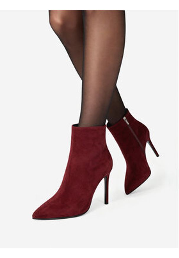 Eva Minge Botki EO-ELAINA-E123-02B Bordowy. Kolor: czerwony. Materiał: skóra, zamsz