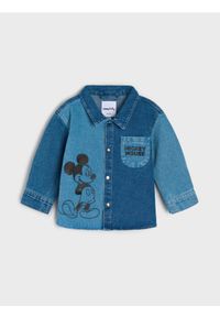 Sinsay - Kurtka jeansowa Mickey Mouse - niebieski. Kolor: niebieski. Materiał: jeans. Wzór: motyw z bajki