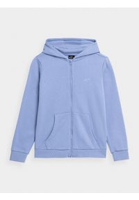 4f - 4F Bluza dresowa rozpinana z kapturem dziewczęca 146 (10-11 lat). Okazja: na co dzień. Typ kołnierza: kaptur. Kolor: niebieski. Materiał: dresówka. Sezon: lato. Styl: casual, sportowy #1