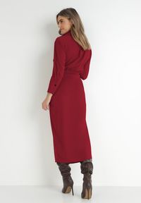 Born2be - Bordowa Sukienka Kopertowa Zaso. Kolor: czerwony. Typ sukienki: kopertowe. Długość: maxi #6
