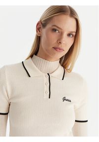 Guess Polo Polo sweater Beżowy Slim Fit. Typ kołnierza: polo. Kolor: beżowy. Materiał: wiskoza #5