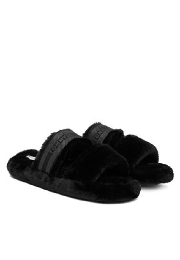 TOMMY HILFIGER - Tommy Hilfiger Kapcie Hilfiger Fur Slipper FW0FW08854 Czarny. Kolor: czarny. Materiał: materiał