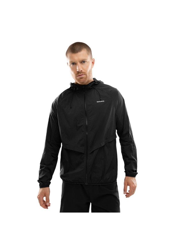SIROKO - Męska kurtka wiatrówka do biegania Fitness Siroko Bund Black. Kolor: czarny. Materiał: materiał