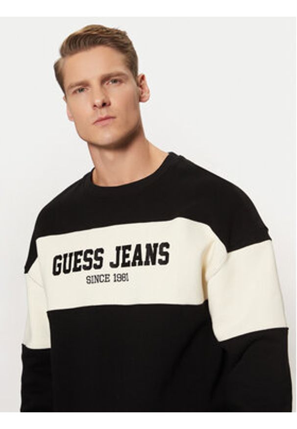 Guess Jeans Bluza M4BQ39 K9V31 Czarny Classic Fit. Kolor: czarny. Materiał: bawełna