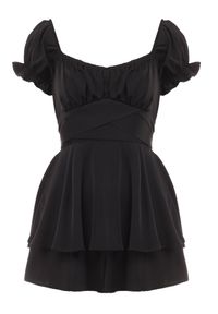 Born2be - Czarny Kombinezon Rhodosyne. Okazja: na wesele, na randkę, na ślub cywilny. Kolor: czarny. Długość: krótkie. Styl: elegancki #2