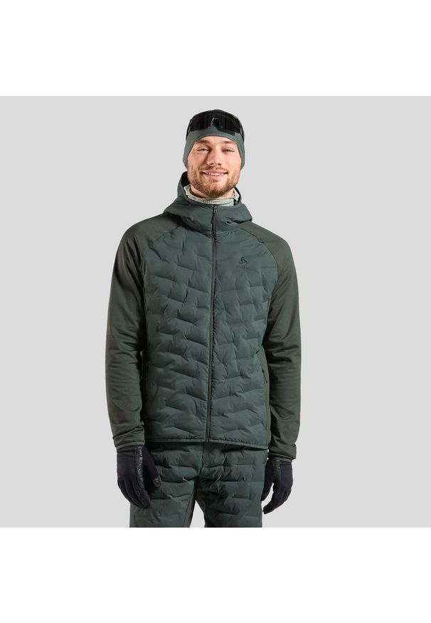 Kurtka Odlo Mid layer hoody full zip ZEROWEIGHT INSULATOR. Kolor: zielony. Sezon: zima. Sport: narciarstwo