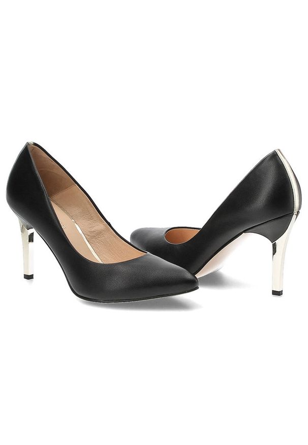 DAMISS - Czarne Czółenka Damiss Eleganckie Buty Damskie Na Szpilce. Okazja: do pracy, na spotkanie biznesowe. Kolor: czarny. Materiał: skóra. Szerokość cholewki: normalna. Wzór: gładki. Obcas: na szpilce. Styl: elegancki. Wysokość obcasa: średni