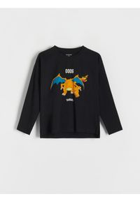 Reserved - Longsleeve oversize Pokémon - czarny. Kolor: czarny. Materiał: bawełna, dzianina. Długość rękawa: długi rękaw