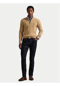 Polo Ralph Lauren Sweter 710876766006 Beżowy Regular Fit. Typ kołnierza: polo. Kolor: beżowy. Materiał: wełna