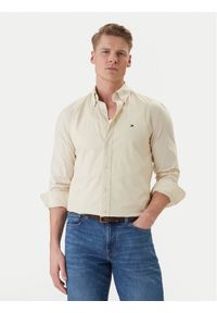 TOMMY HILFIGER - Tommy Hilfiger Koszula Flex MW0MW37550 Écru Regular Fit. Kolor: kremowy. Materiał: bawełna #1