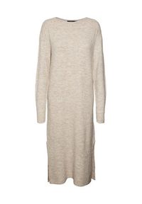 Vero Moda Sukienka dzianinowa 10291689 Beżowy Relaxed Fit. Kolor: beżowy. Materiał: syntetyk #2