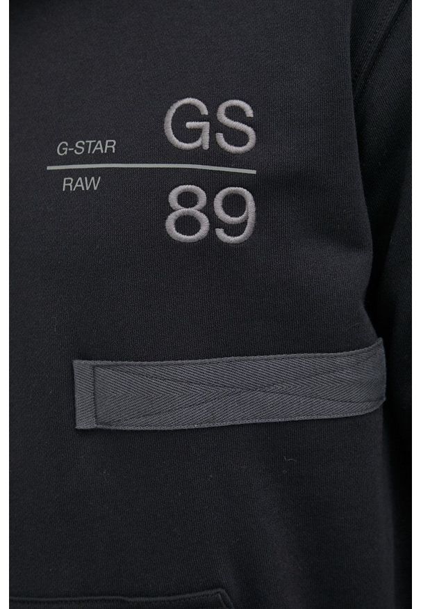 G-Star RAW - G-Star Raw - Bluza. Kolor: czarny. Materiał: dzianina, poliester. Wzór: aplikacja