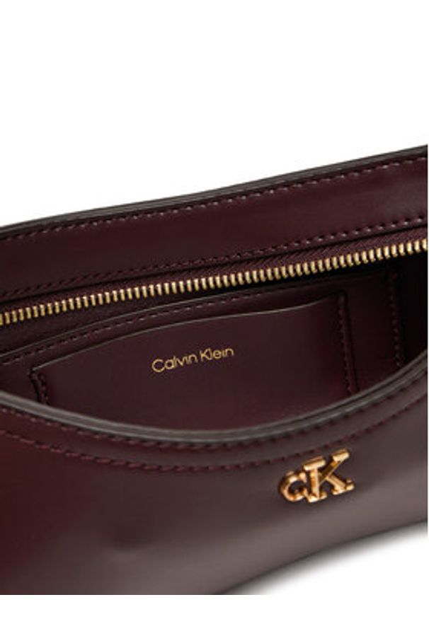 Calvin Klein Torebka Ck Small Shoulder Bag LV04F3170G Bordowy. Kolor: czerwony. Materiał: skórzane