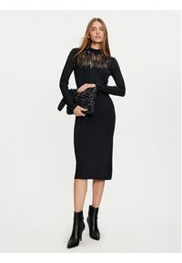 Sisley Sukienka dzianinowa 1MNPMV00S Czarny Slim Fit. Kolor: czarny. Materiał: syntetyk #3